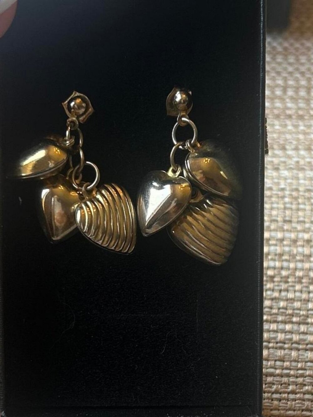 Gold Textured Dangle Earrings Costume Jewelry
